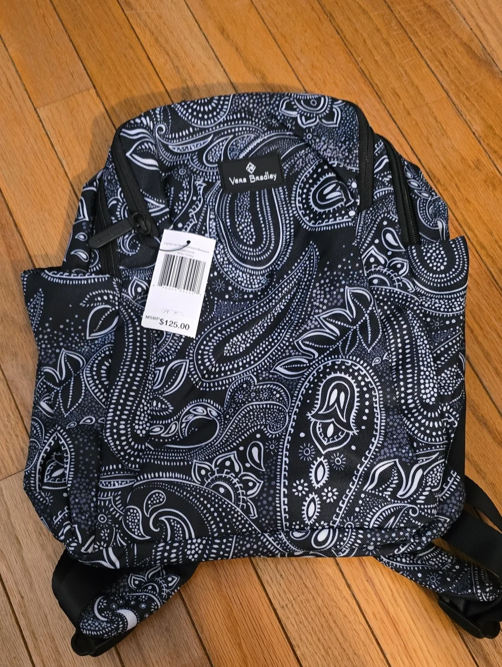 Vera Bradley Black and White Paisley Print Backpack